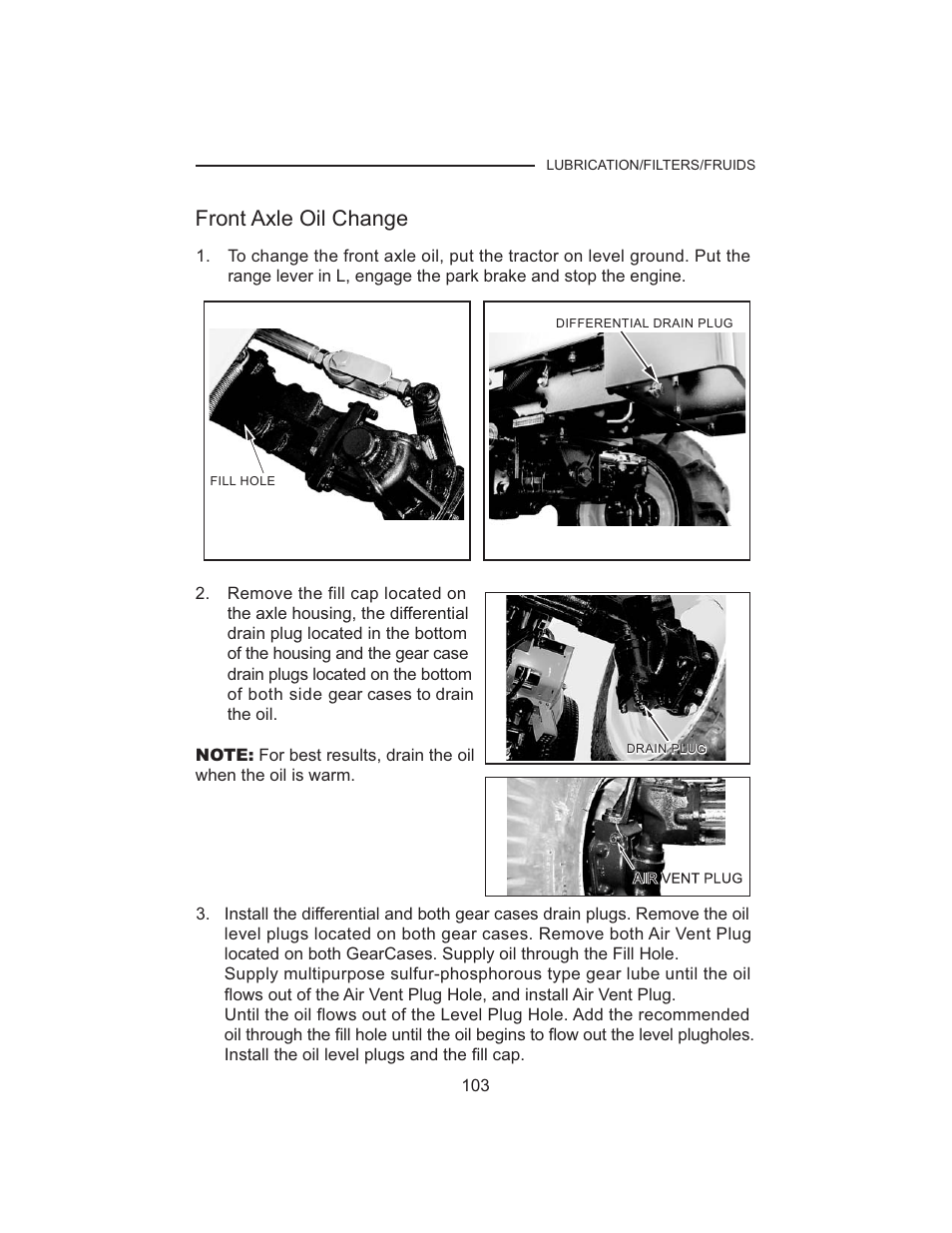 Front axle oil change | Cub Cadet 7532 User Manual | Page 111 / 126