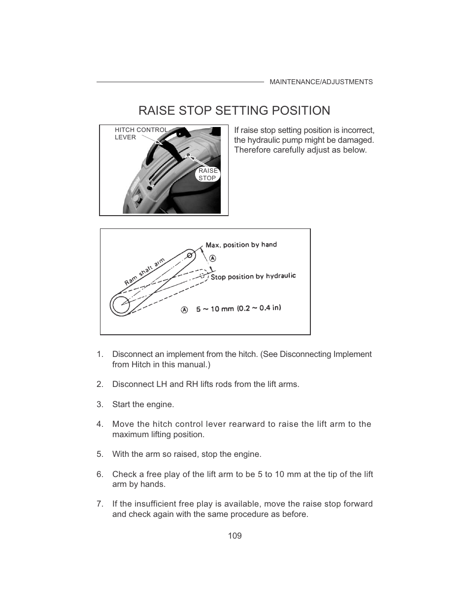 Raise stop setting position | Cub Cadet 7532 User Manual | Page 117 / 126