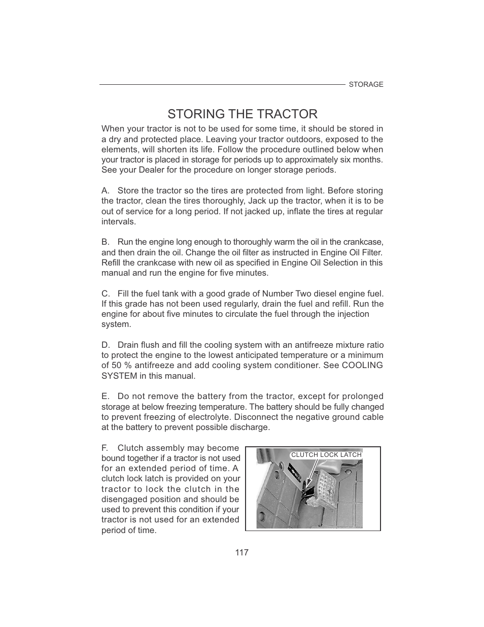 Storing the tractor | Cub Cadet 7532 User Manual | Page 125 / 126