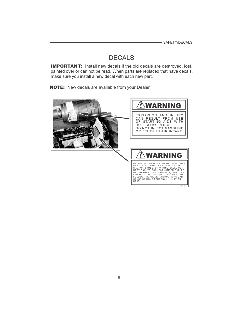 Warning, Decals | Cub Cadet 7532 User Manual | Page 16 / 126