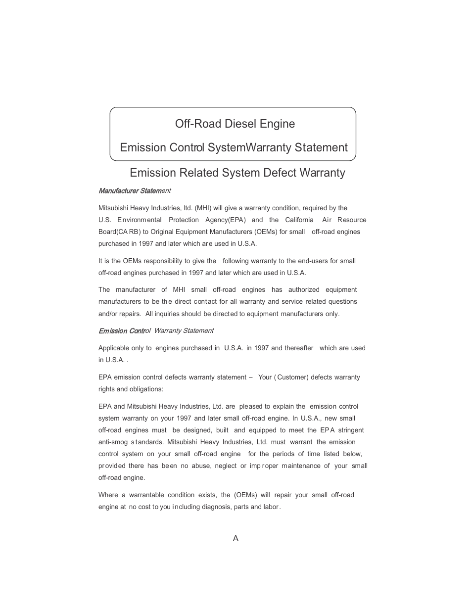 Emission related system defect warranty | Cub Cadet 7532 User Manual | Page 2 / 126