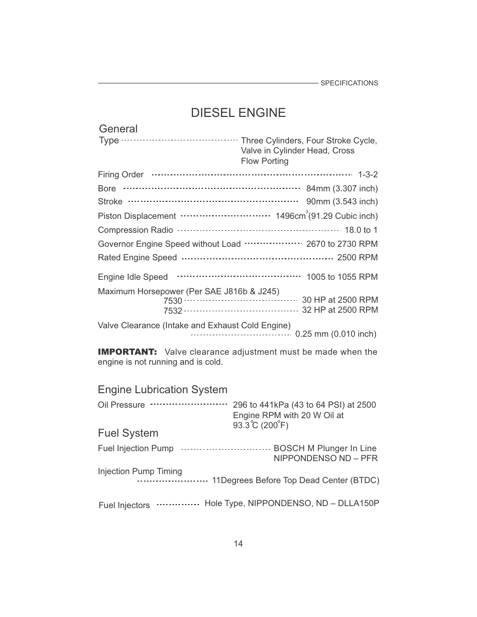 Diesel engine, General, Engine lubrication system | Fuel system | Cub Cadet 7532 User Manual | Page 22 / 126