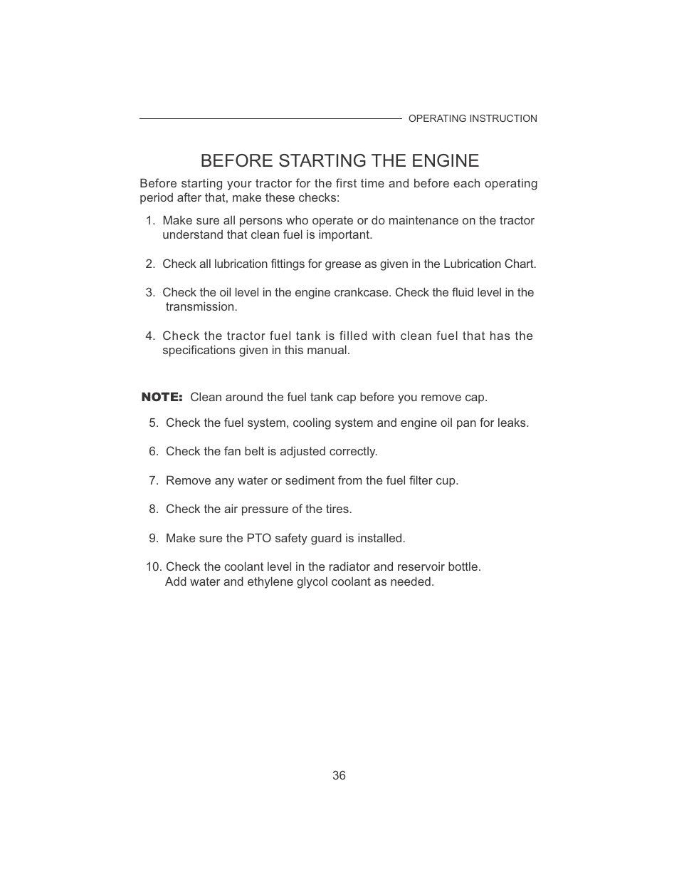 Before starting the engine | Cub Cadet 7532 User Manual | Page 44 / 126