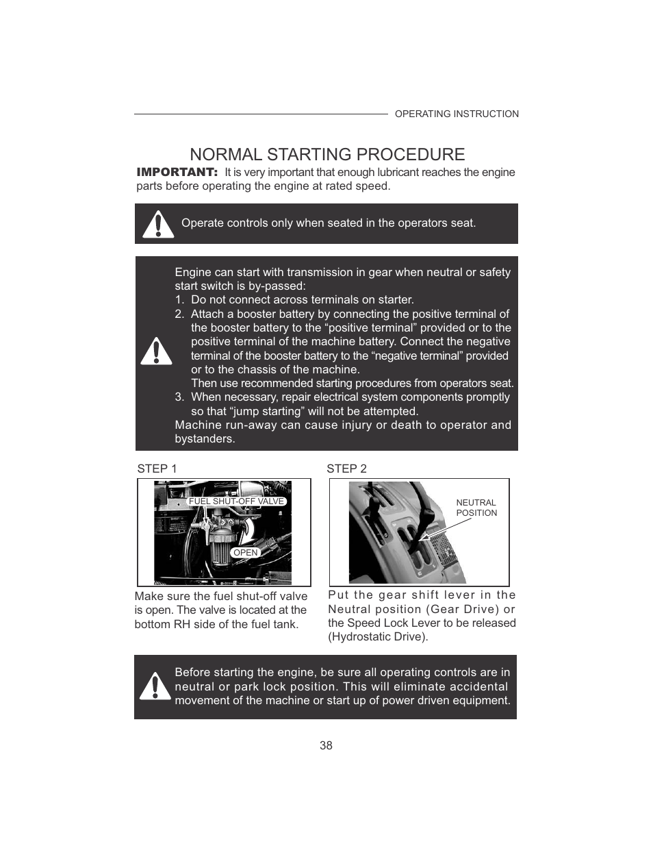 Normal starting procedure | Cub Cadet 7532 User Manual | Page 46 / 126