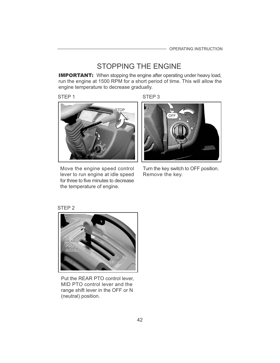 Stopping the engine | Cub Cadet 7532 User Manual | Page 50 / 126