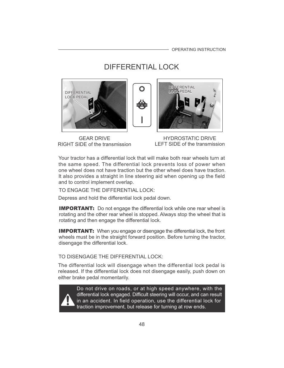 Differential lock | Cub Cadet 7532 User Manual | Page 56 / 126
