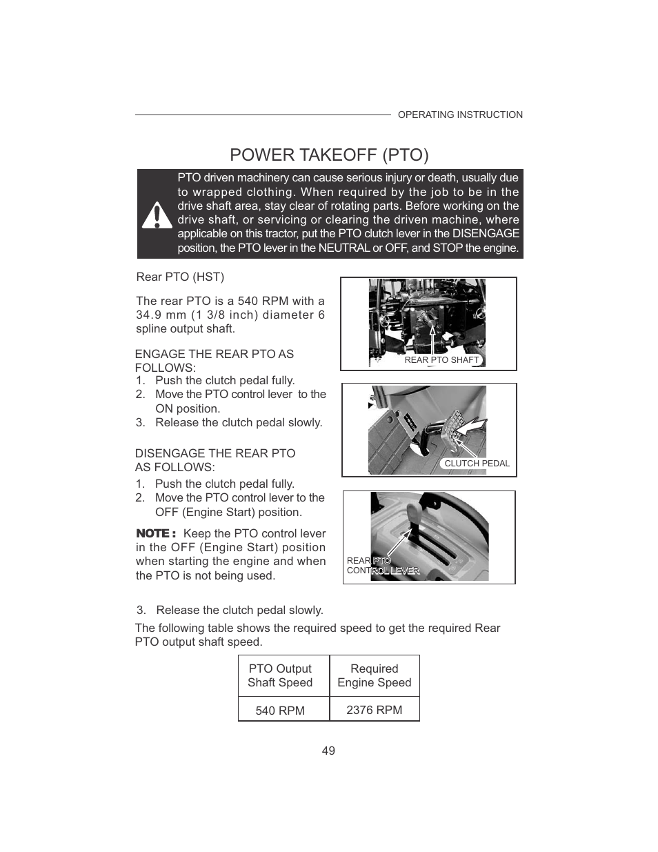 Power takeoff (pto) | Cub Cadet 7532 User Manual | Page 57 / 126