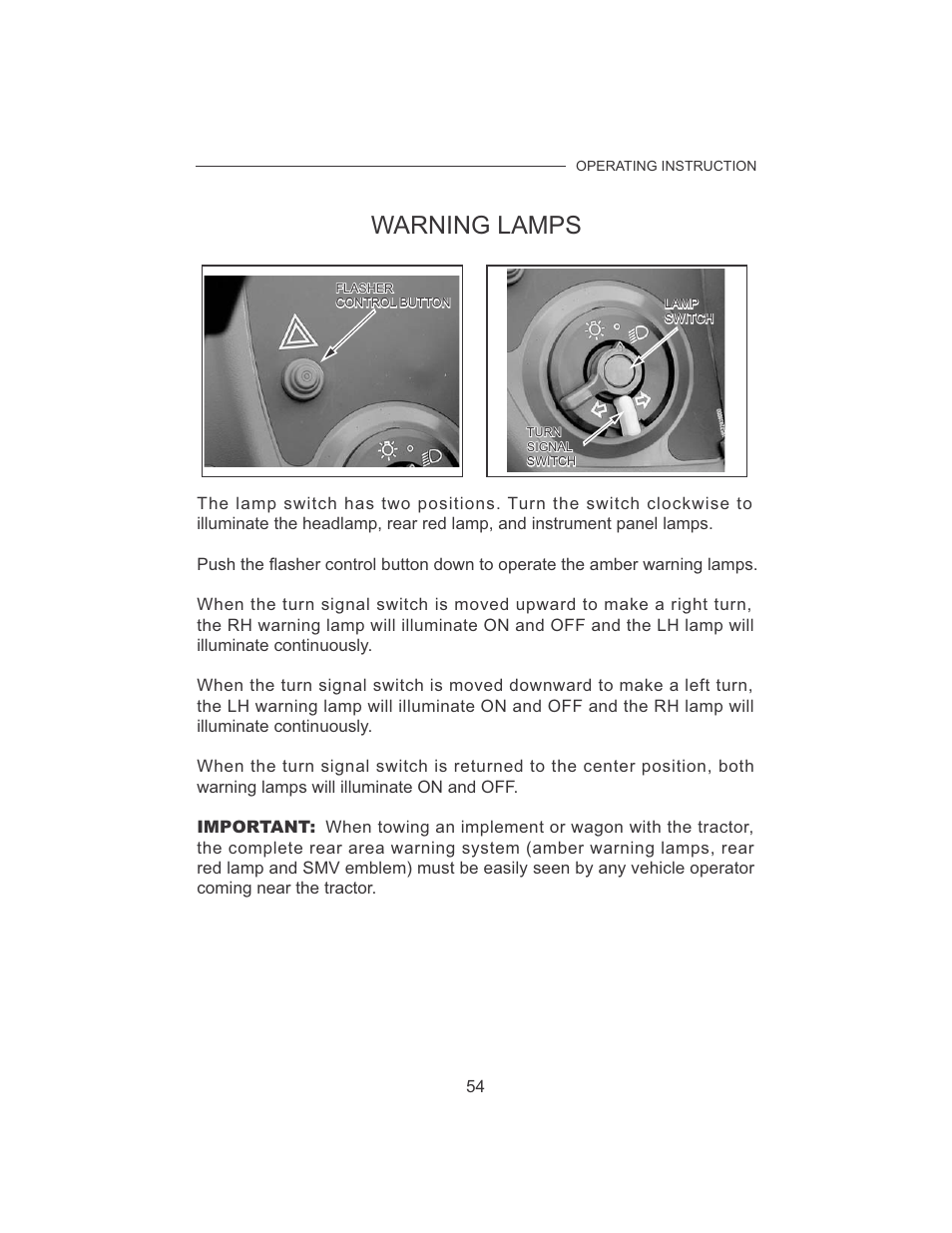 Warning lamps | Cub Cadet 7532 User Manual | Page 62 / 126