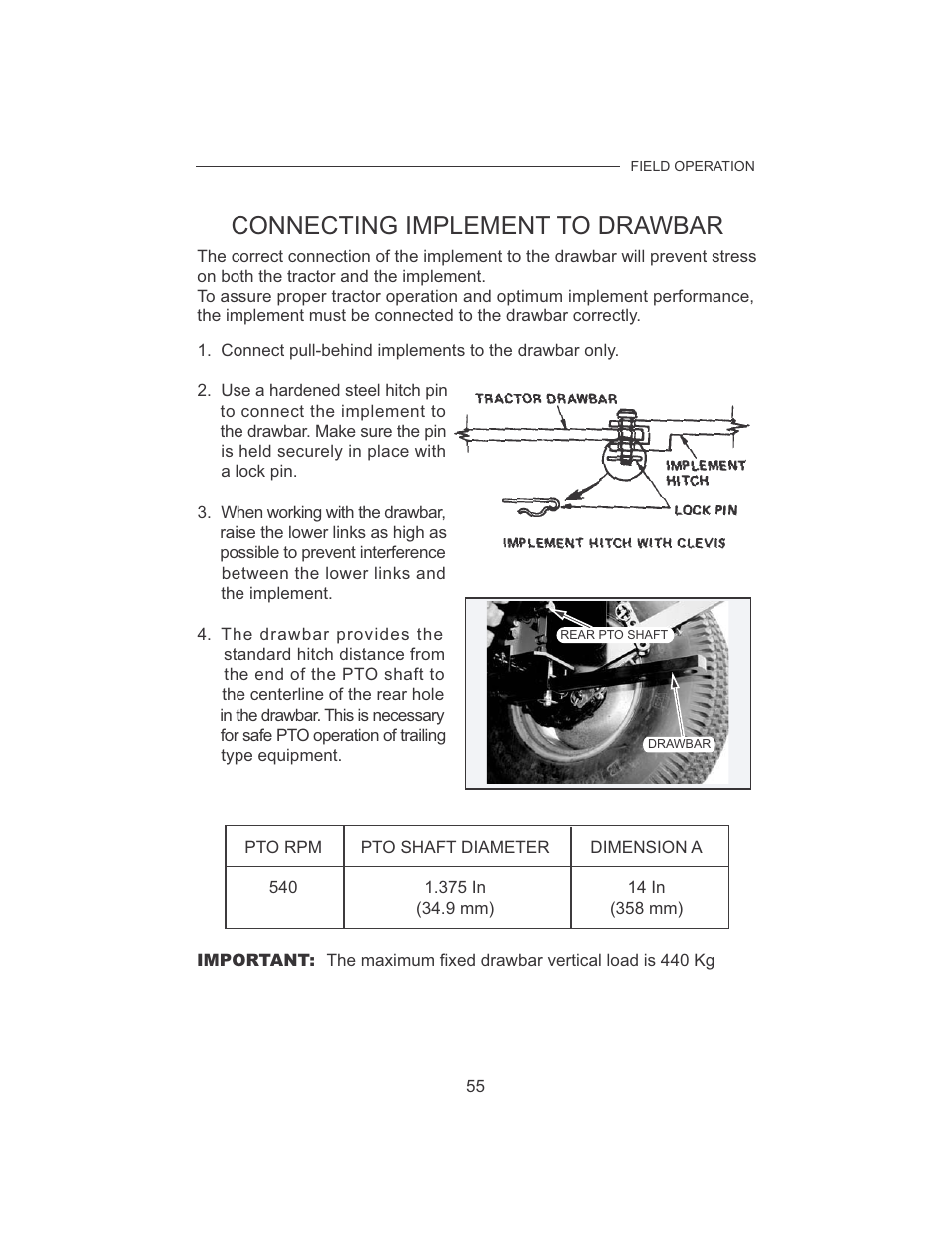 Connecting implement to drawbar | Cub Cadet 7532 User Manual | Page 63 / 126