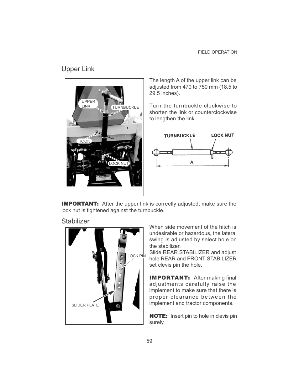 Upper link, Stabilizer | Cub Cadet 7532 User Manual | Page 67 / 126