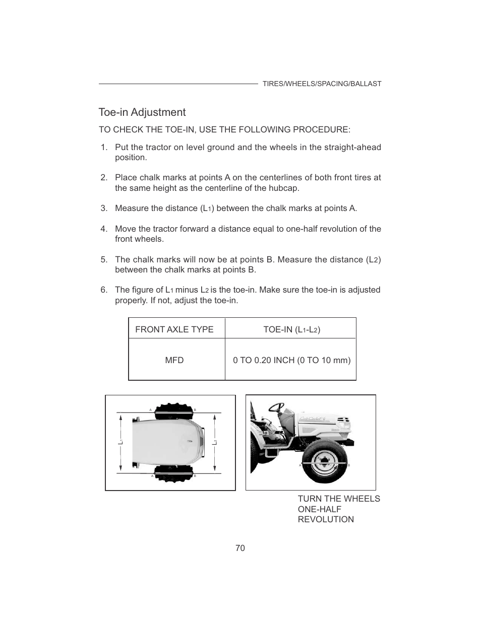 Toe-in adjustment | Cub Cadet 7532 User Manual | Page 78 / 126