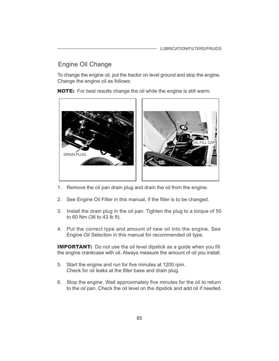 Engine oil change | Cub Cadet 7532 User Manual | Page 93 / 126