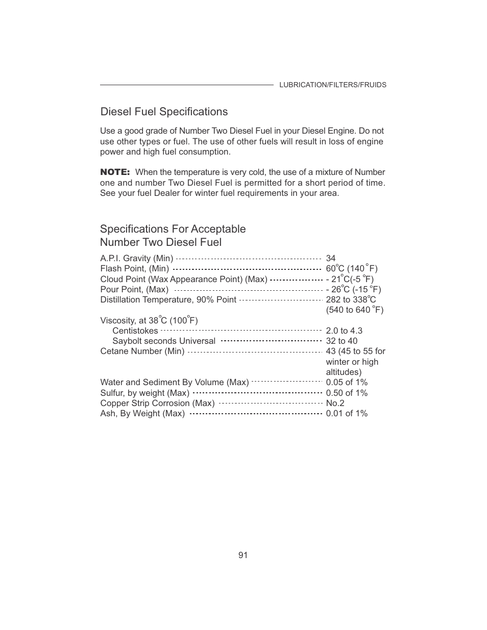 Diesel fuel specifications | Cub Cadet 7532 User Manual | Page 99 / 126