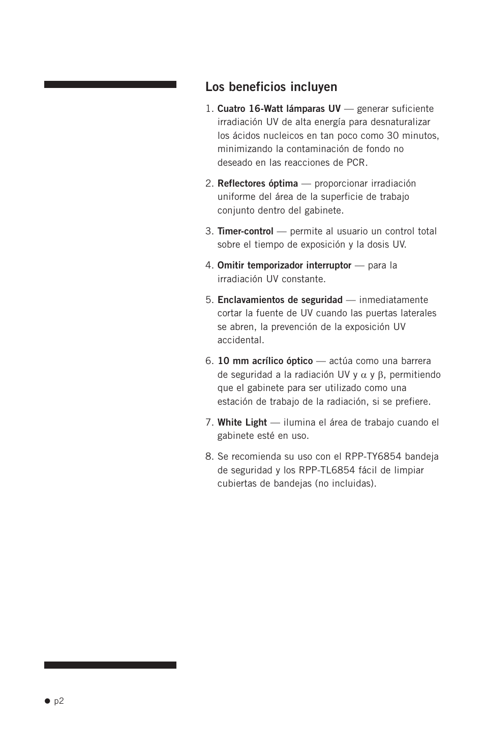Los beneficios incluyen | Hoefer PCR1000 User Manual | Page 13 / 19