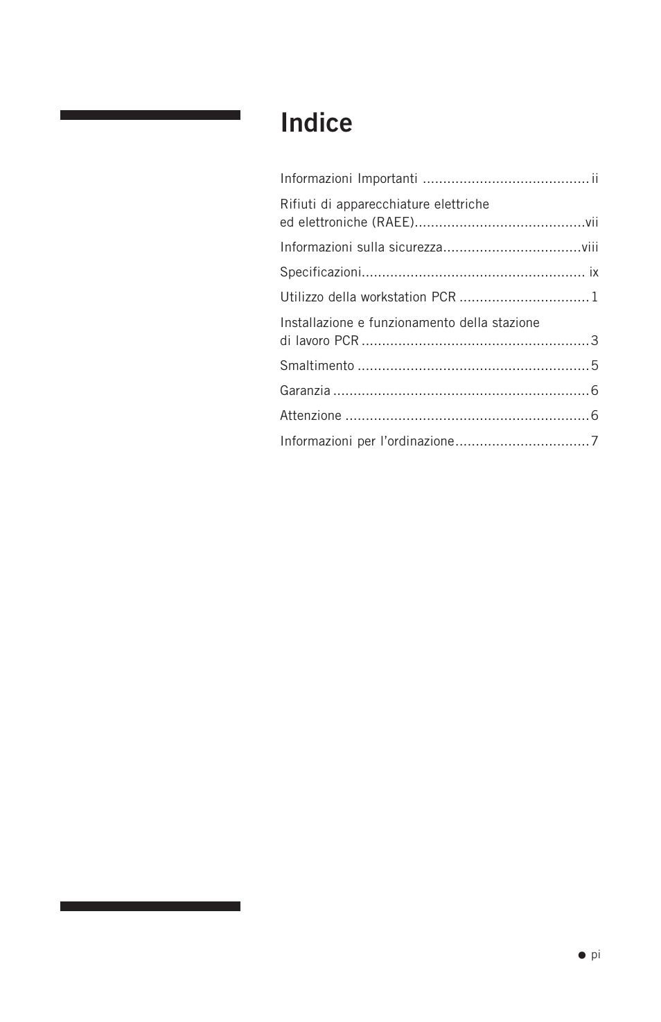 Indice | Hoefer PCR1000 User Manual | Page 2 / 19