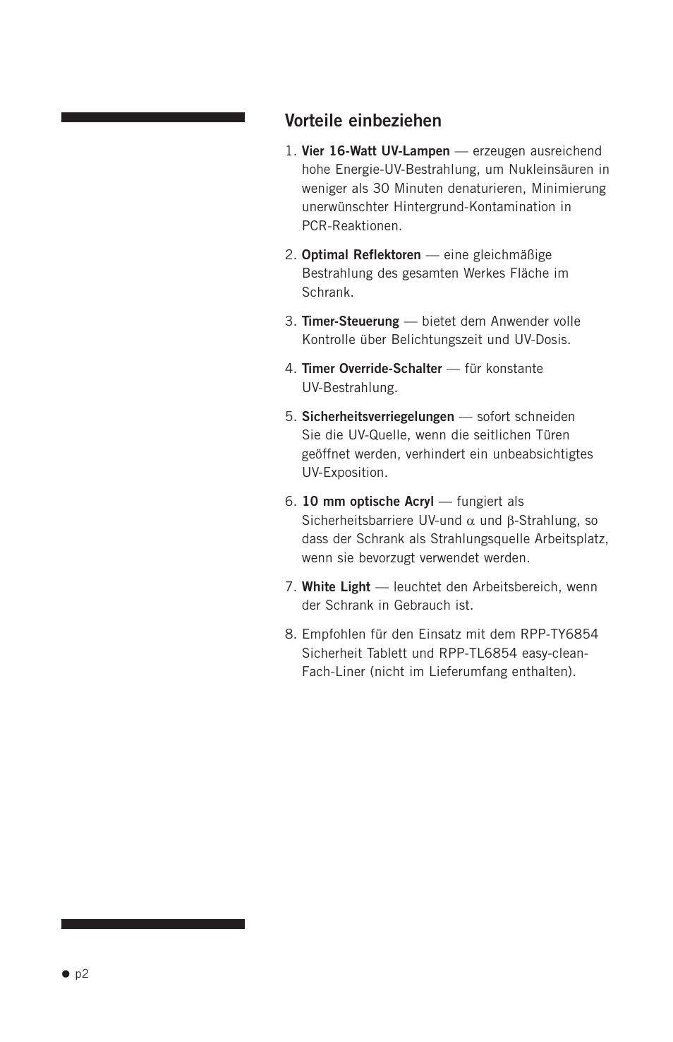 Vorteile einbeziehen | Hoefer PCR1000 User Manual | Page 13 / 19