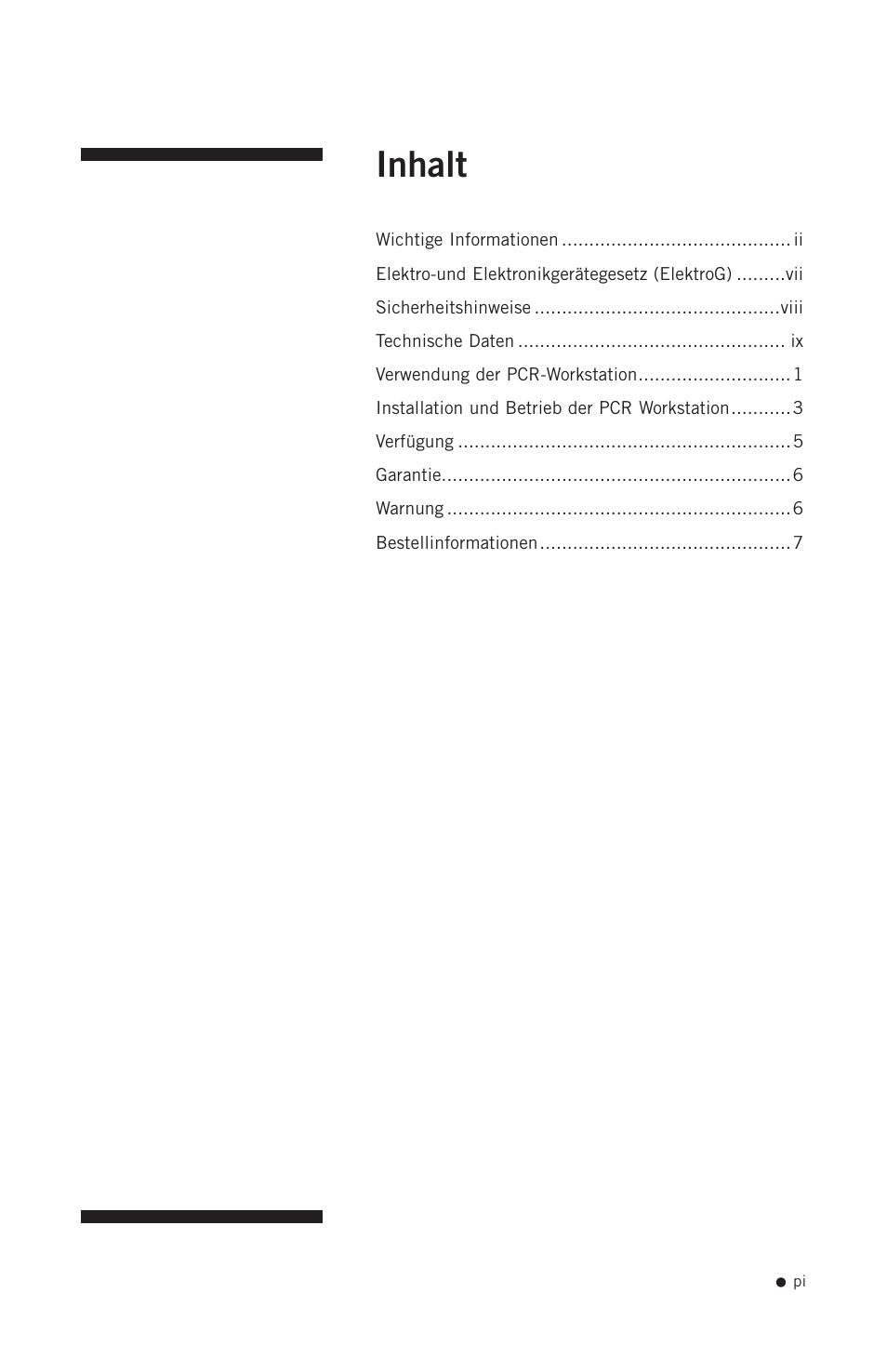 Inhalt | Hoefer PCR1000 User Manual | Page 2 / 19