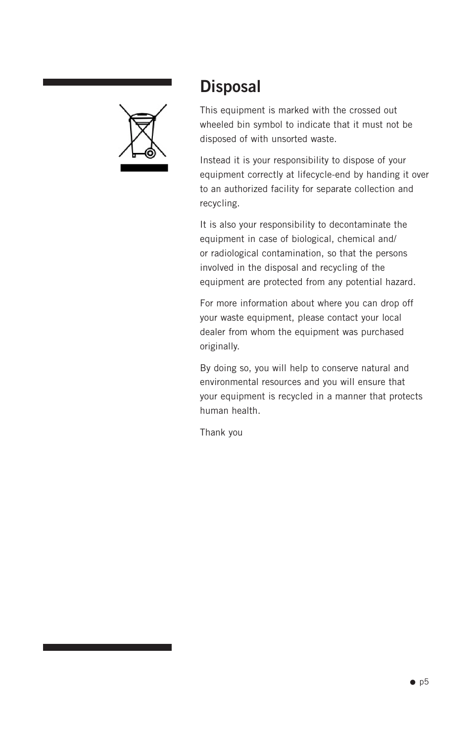 Disposal | Hoefer PCR1000 User Manual | Page 16 / 19