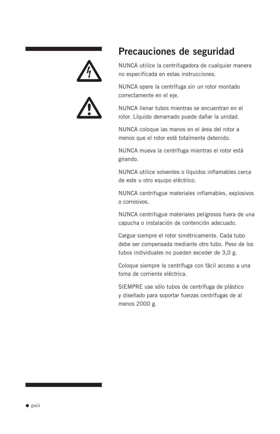 Precauciones de seguridad | Hoefer CF1000 User Manual | Page 9 / 15