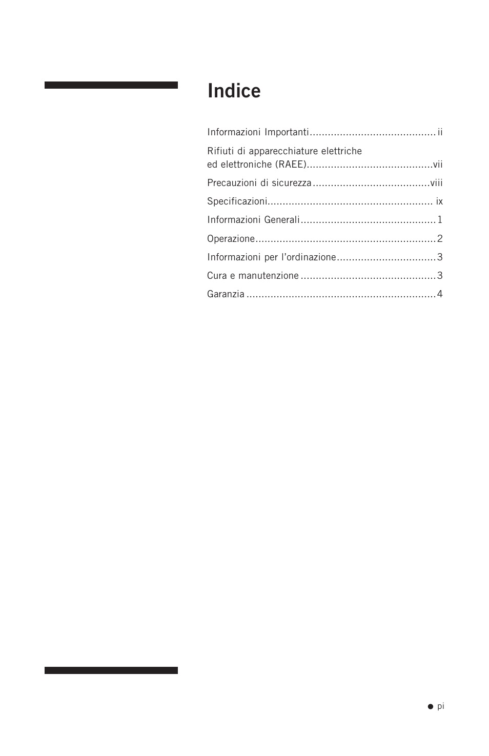 Indice | Hoefer CF1000 User Manual | Page 2 / 15