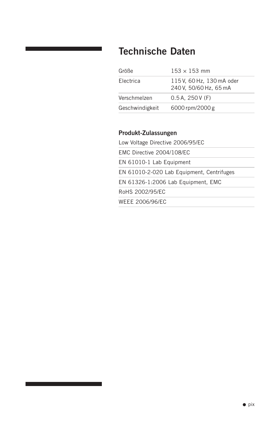 Technische daten | Hoefer CF1000 User Manual | Page 10 / 15