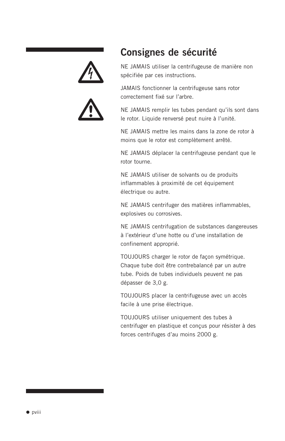 Consignes de sécurité | Hoefer CF1000 User Manual | Page 9 / 15