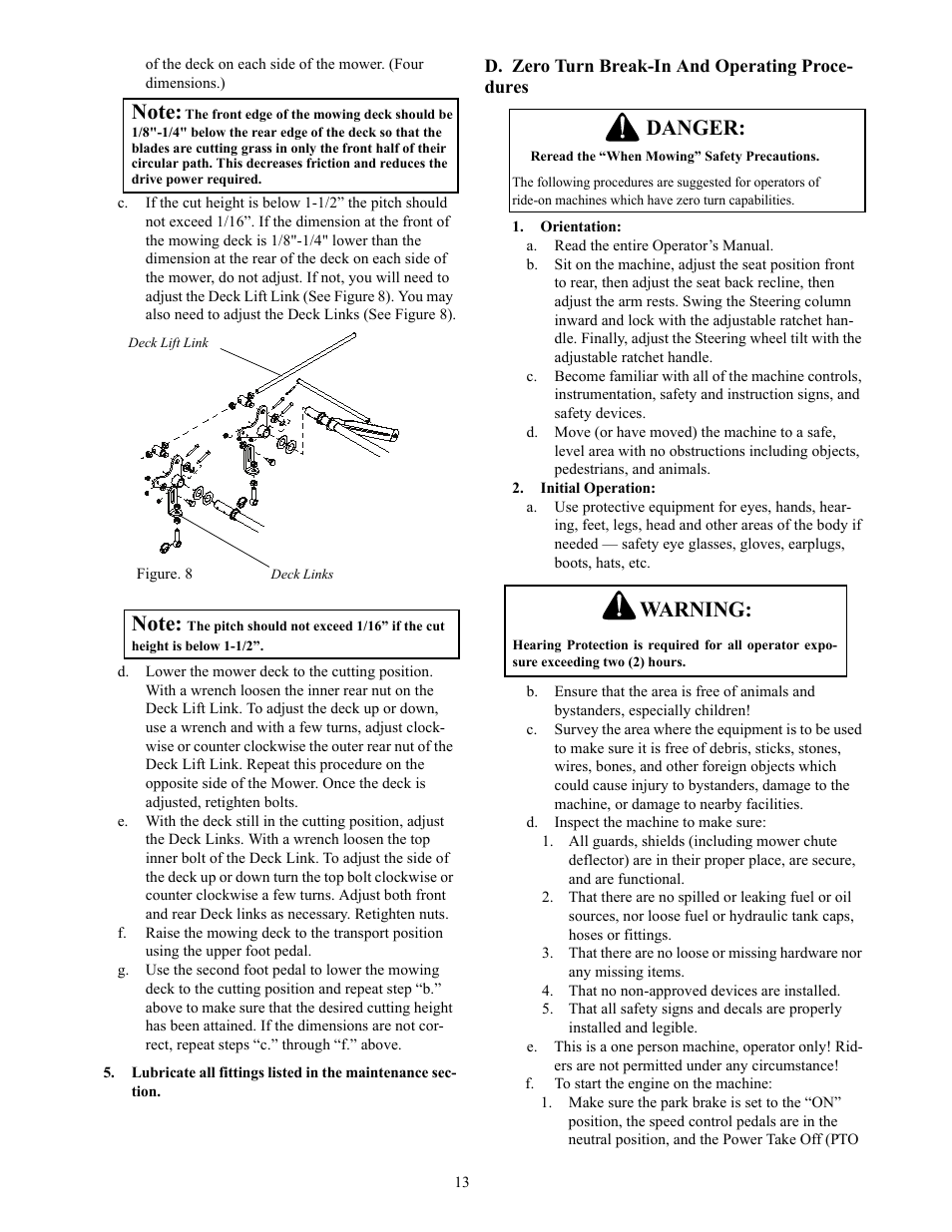 Danger, Warning | Cub Cadet THE TANK S7237 User Manual | Page 13 / 32