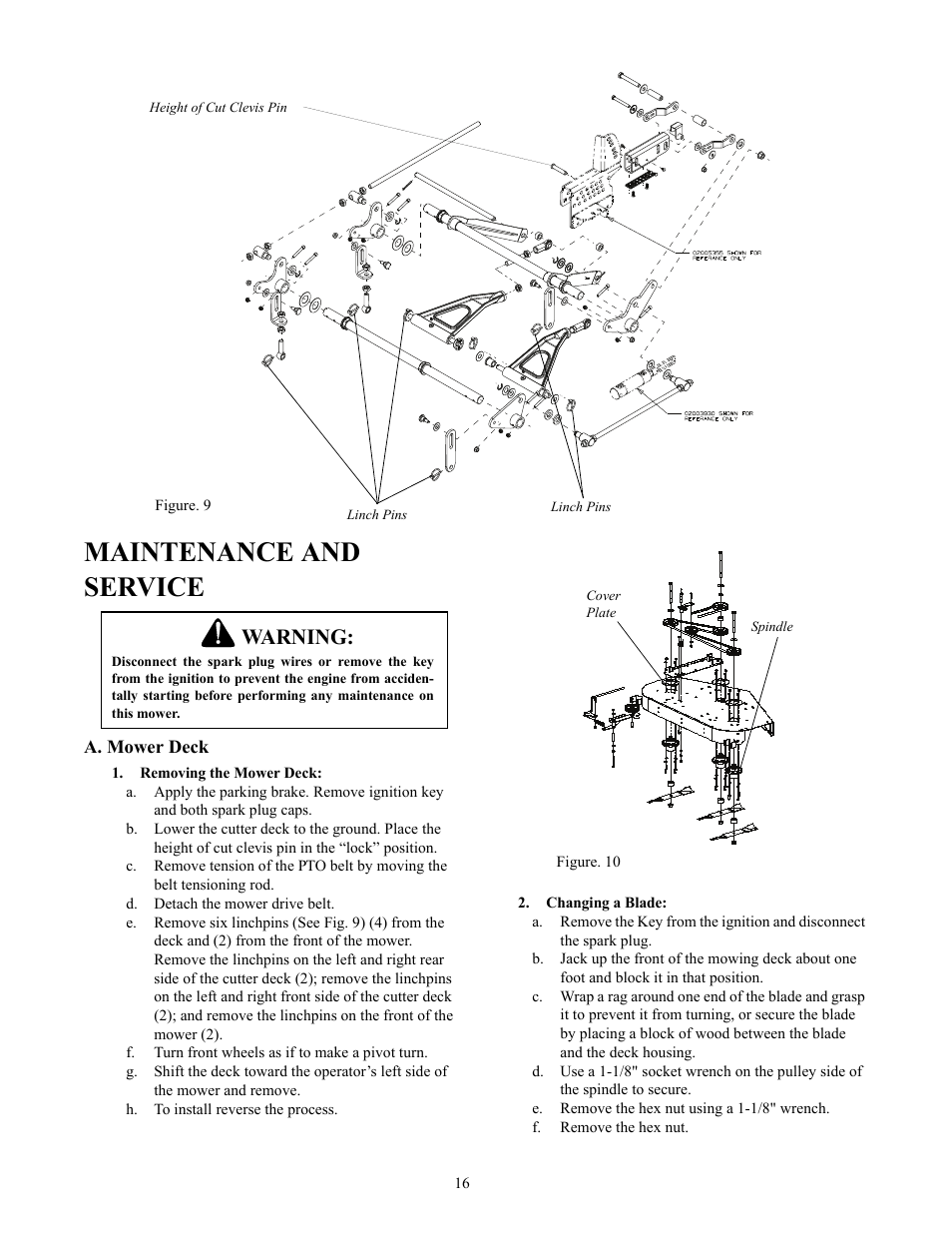 Maintenance and service, Warning | Cub Cadet THE TANK S7237 User Manual | Page 16 / 32