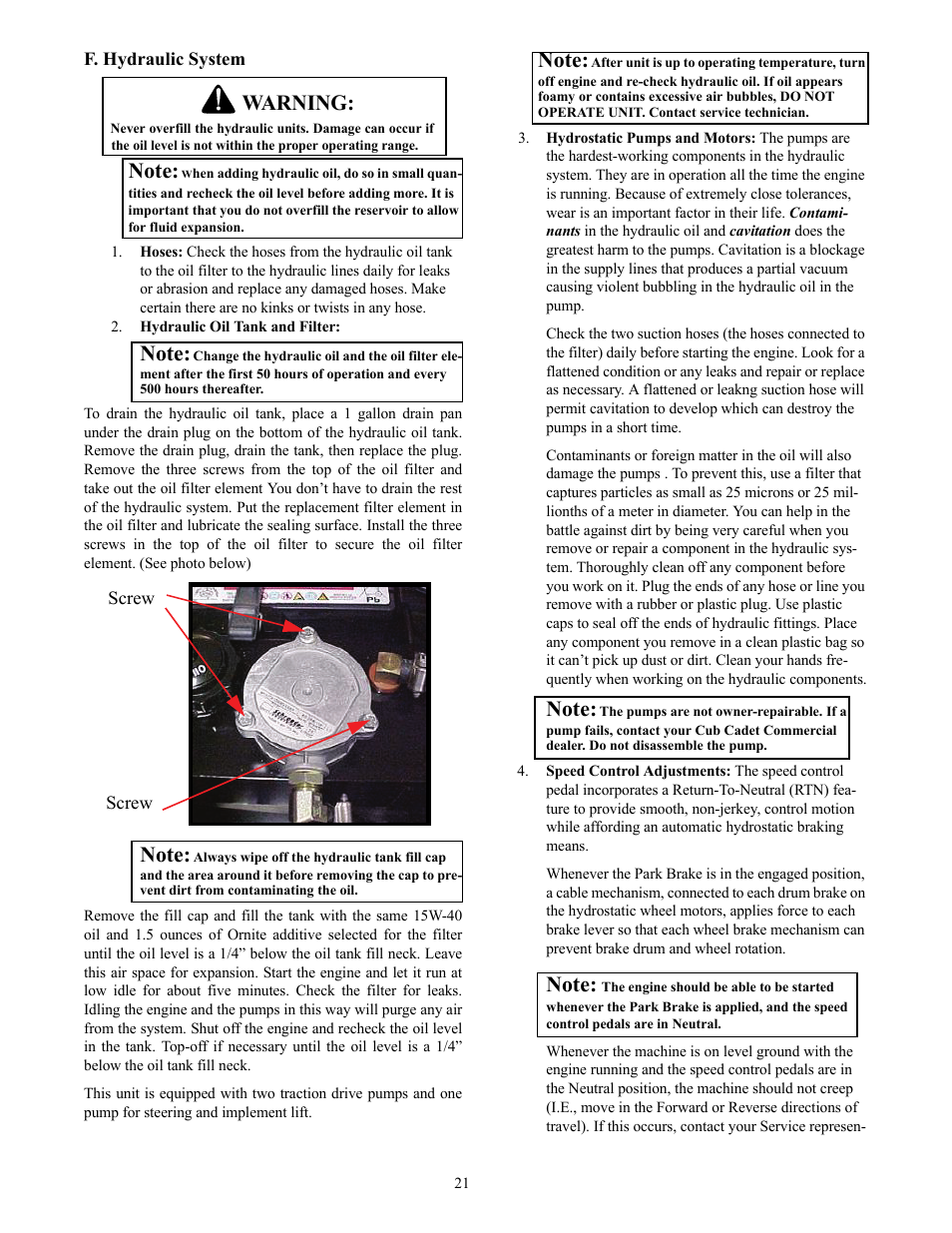 Warning | Cub Cadet THE TANK S7237 User Manual | Page 21 / 32