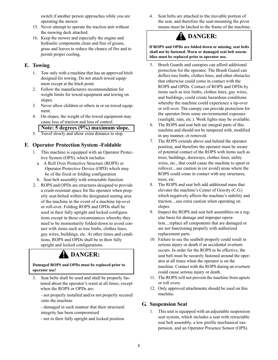 Danger | Cub Cadet THE TANK S7237 User Manual | Page 6 / 32