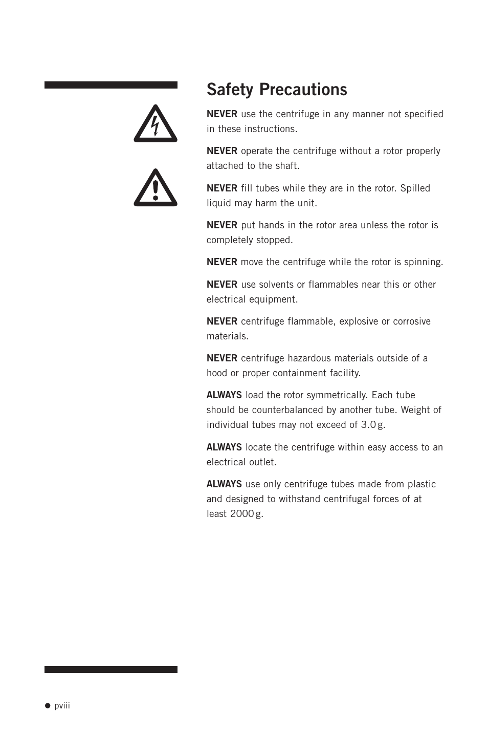 Safety precautions | Hoefer CF1000 User Manual | Page 9 / 15