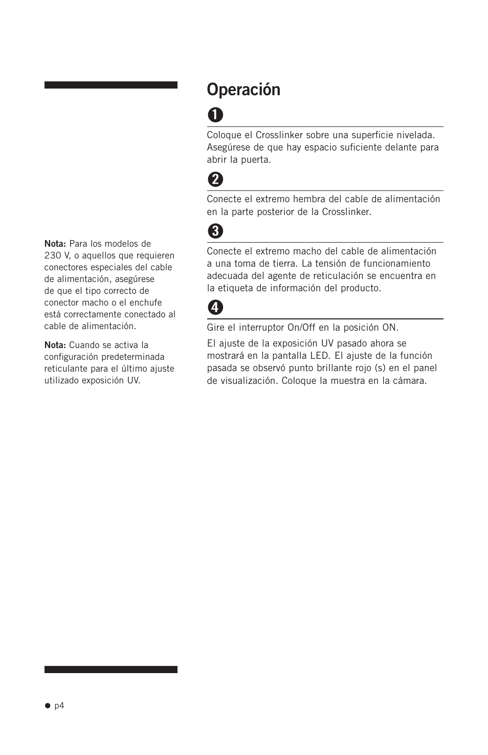 Operación, Operación 1 | Hoefer UVC5000 User Manual | Page 13 / 25
