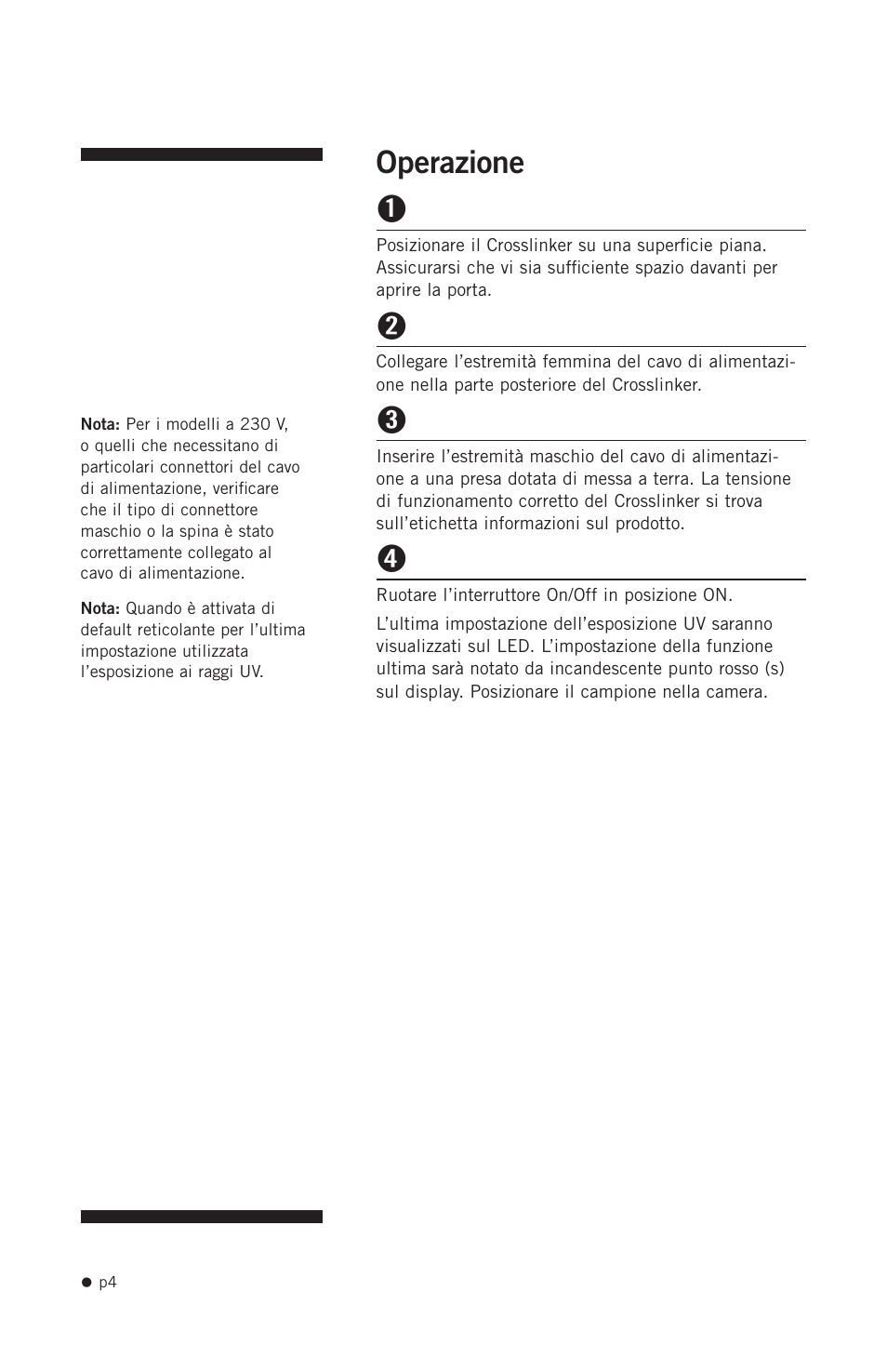 Operazione, Operazione 1 | Hoefer UVC5000 User Manual | Page 13 / 25