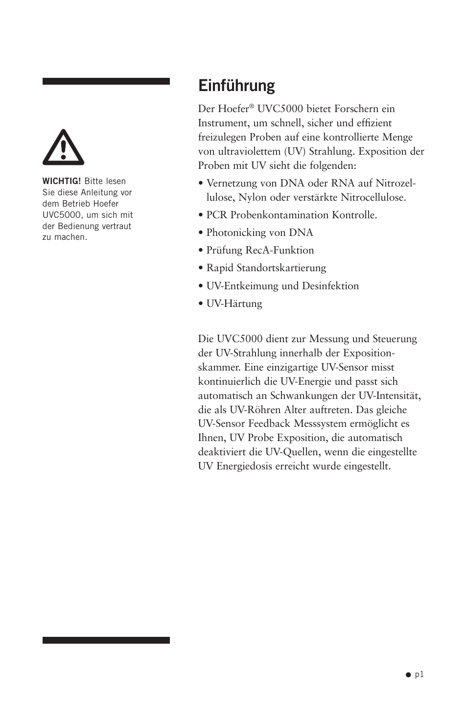 Einführung | Hoefer UVC5000 User Manual | Page 10 / 25