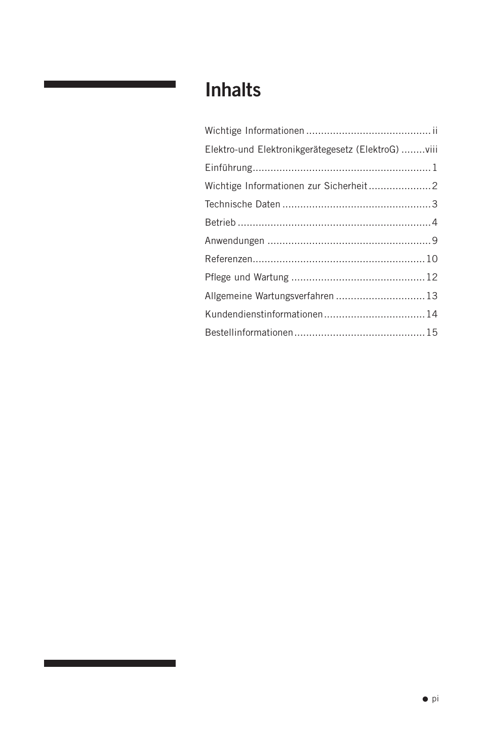 Inhalts | Hoefer UVC5000 User Manual | Page 2 / 25