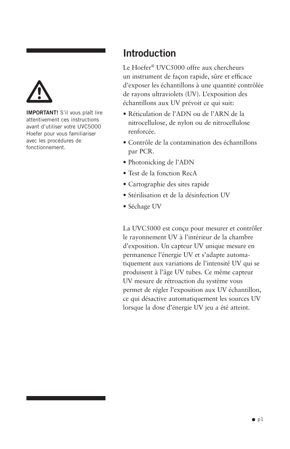 Introduction | Hoefer UVC5000 User Manual | Page 10 / 25