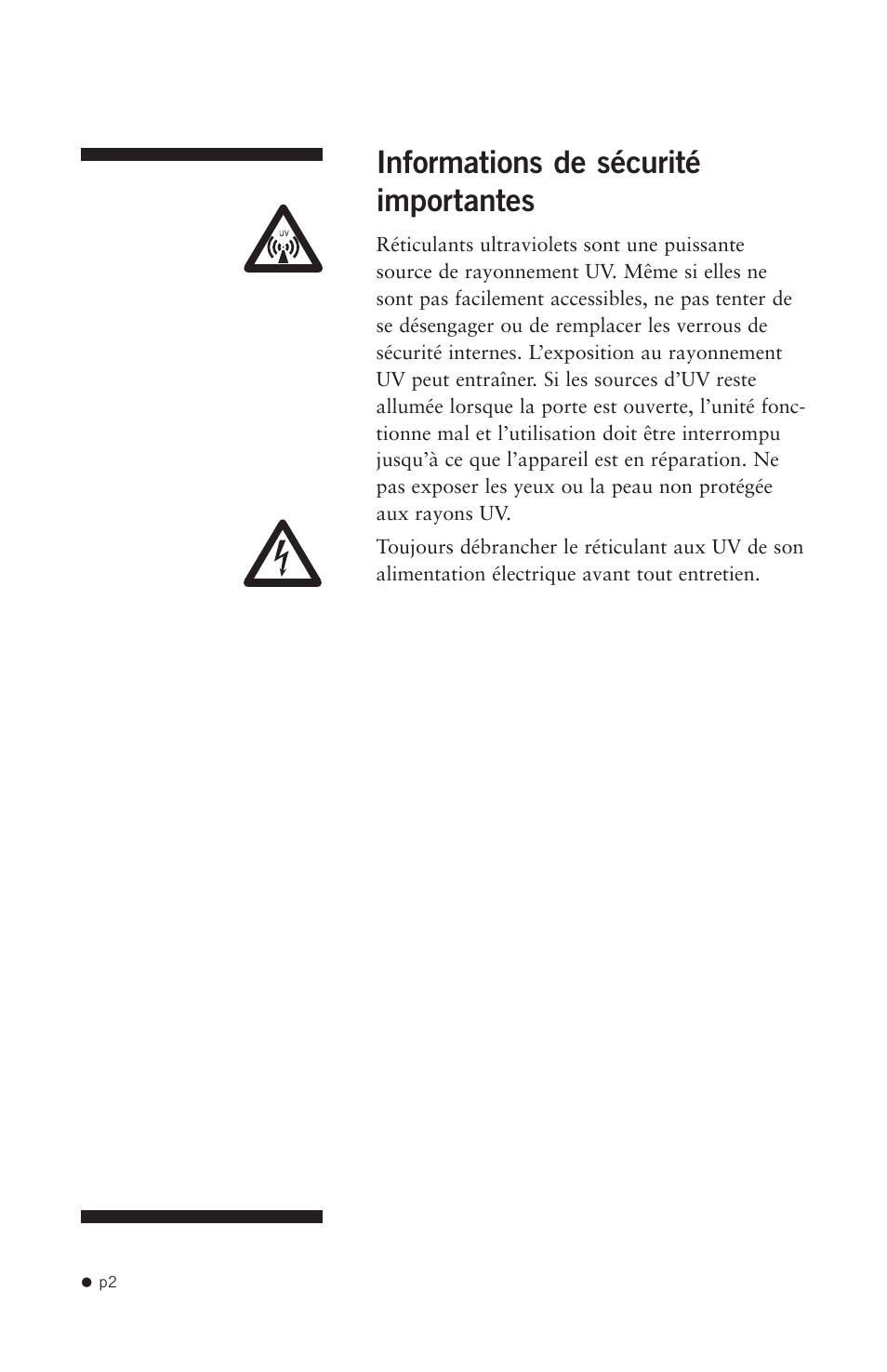 Informations de sécurité importantes | Hoefer UVC5000 User Manual | Page 11 / 25