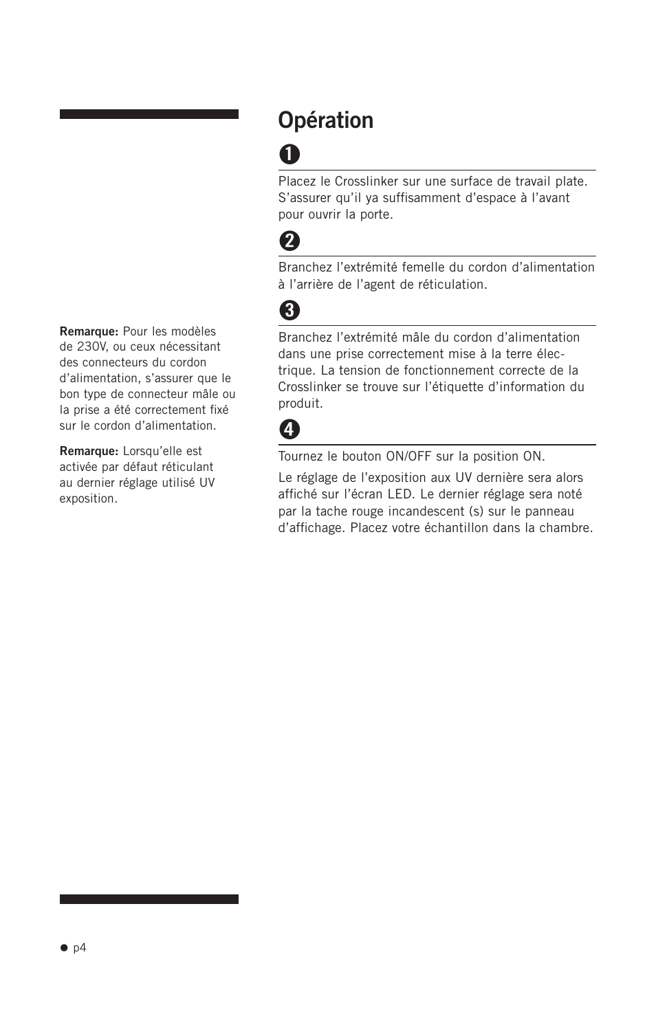 Opération, Opération 1 | Hoefer UVC5000 User Manual | Page 13 / 25