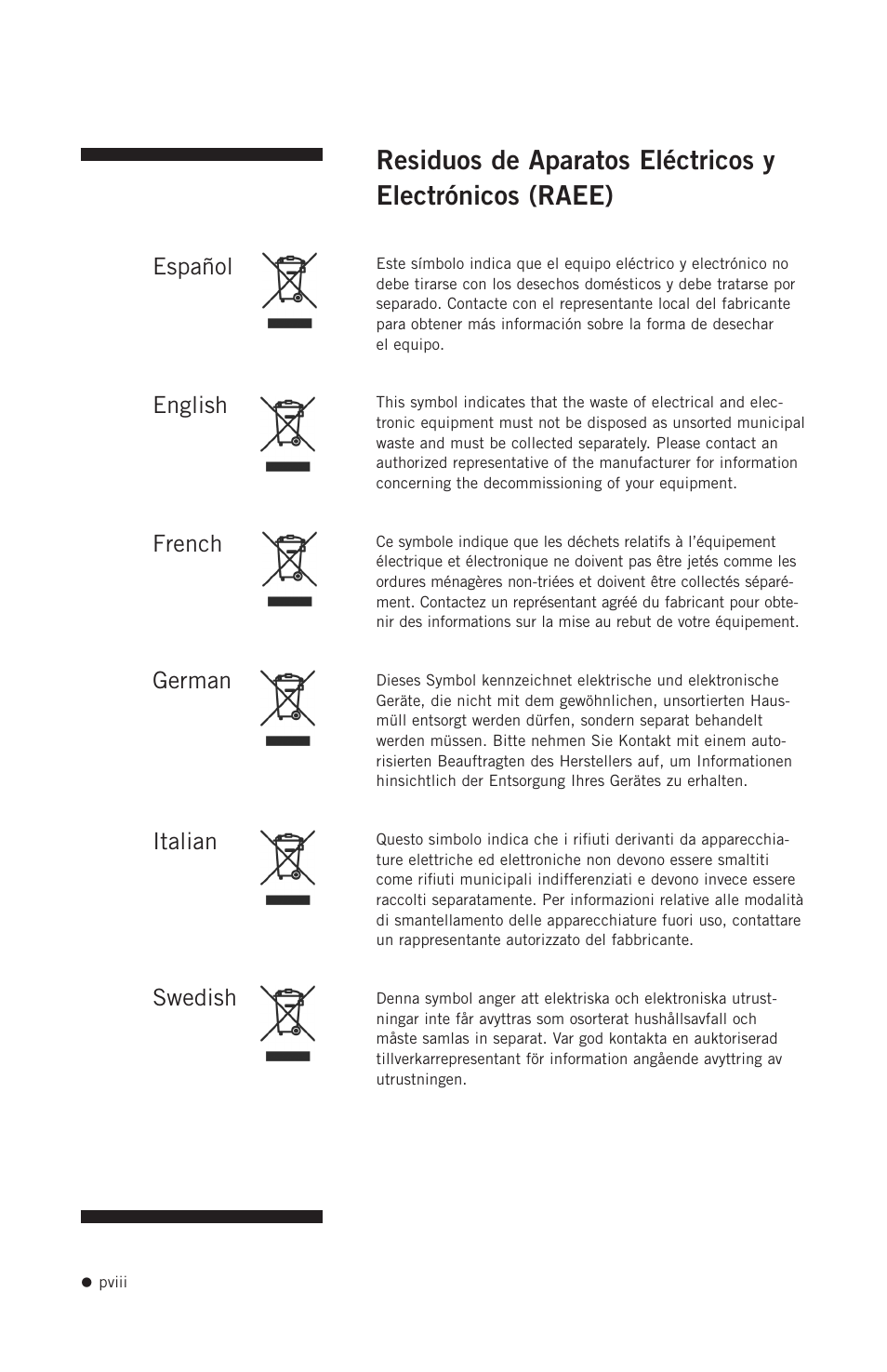 Español english french german italian swedish | Hoefer UVC500 User Manual | Page 9 / 24