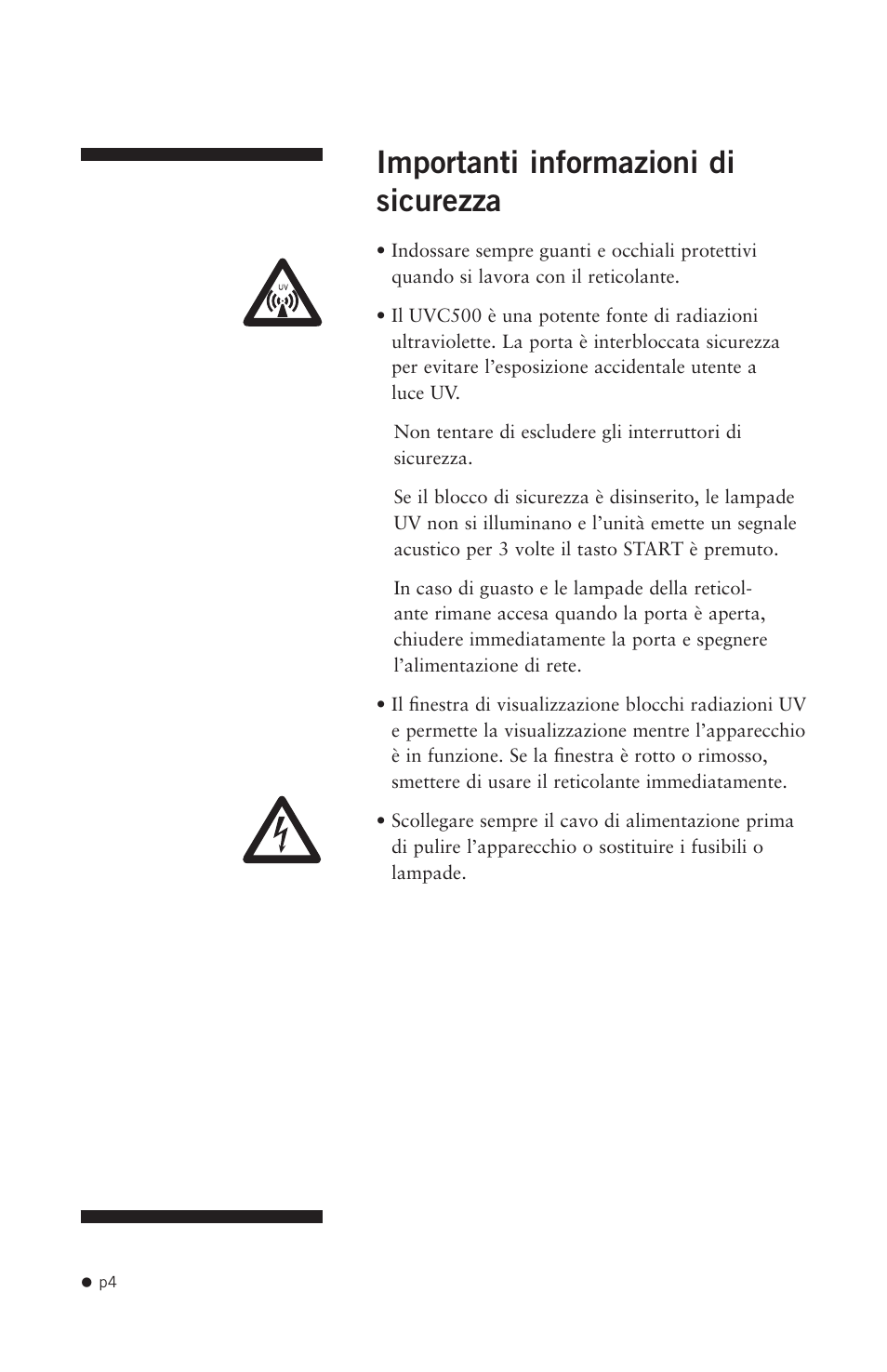 Importanti informazioni di sicurezza | Hoefer UVC500 User Manual | Page 13 / 24