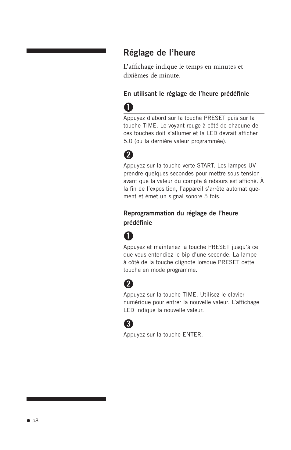 Réglage de l’heure | Hoefer UVC500 User Manual | Page 17 / 24