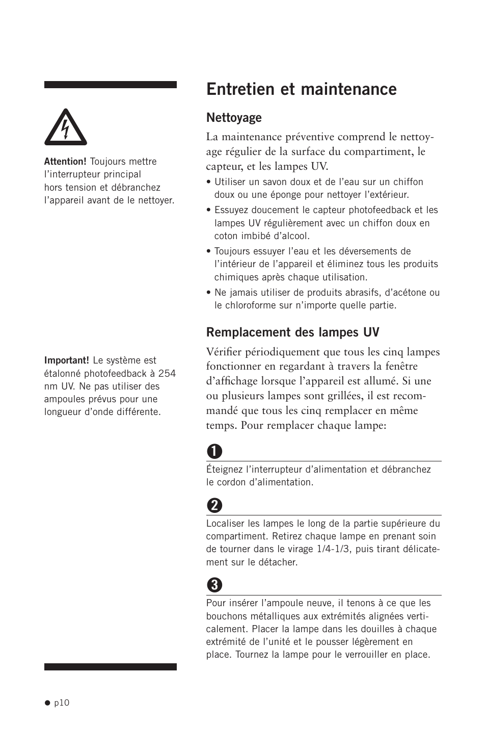 Entretien et maintenance | Hoefer UVC500 User Manual | Page 19 / 24