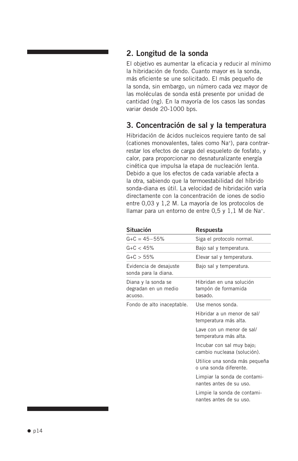 Longitud de la sonda, Concentración de sal y la temperatura | Hoefer HB1000 User Manual | Page 23 / 31