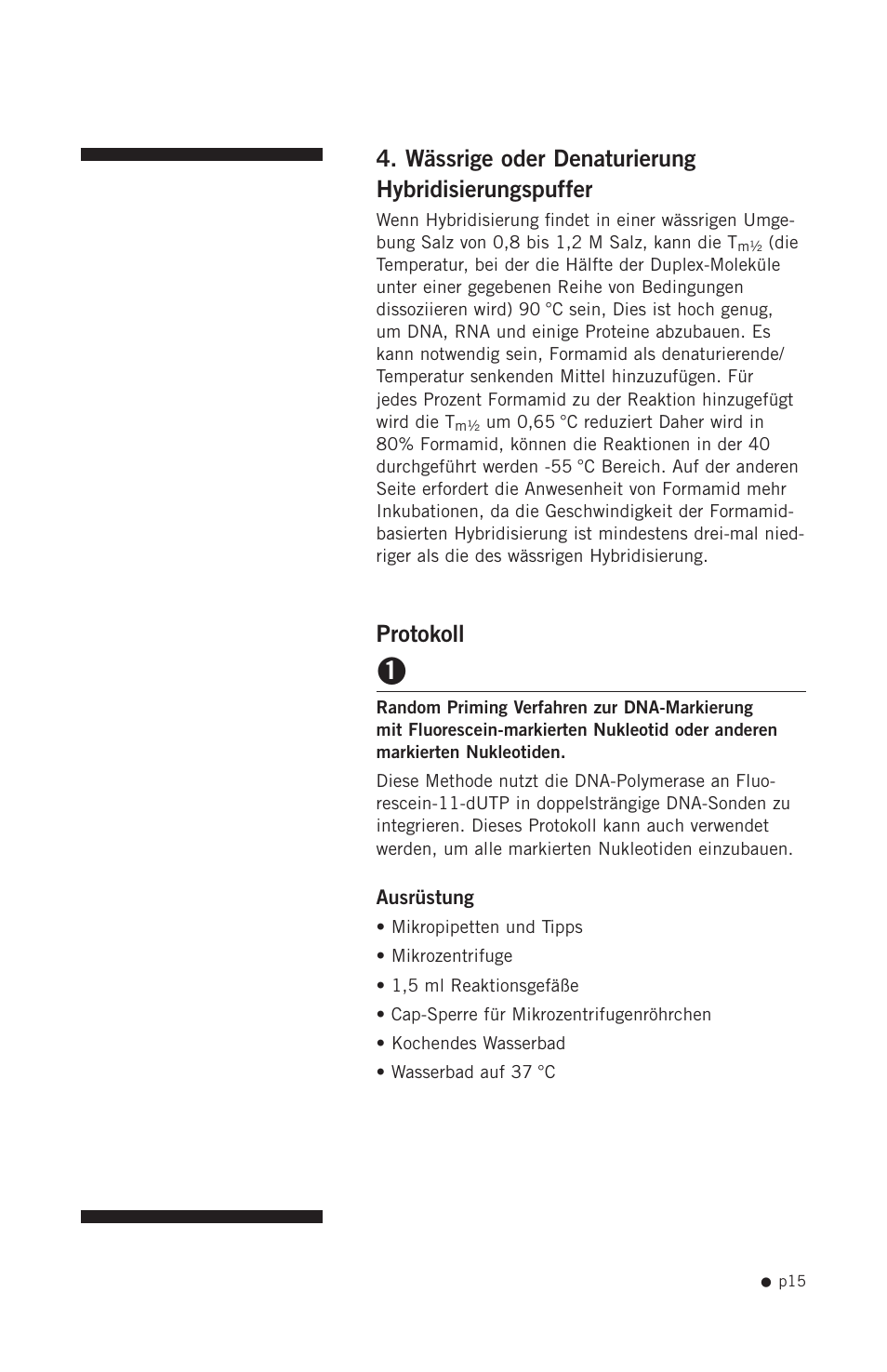 Wässrige oder denaturierung hybridisierungspuffer, Protokoll | Hoefer HB1000 User Manual | Page 24 / 31