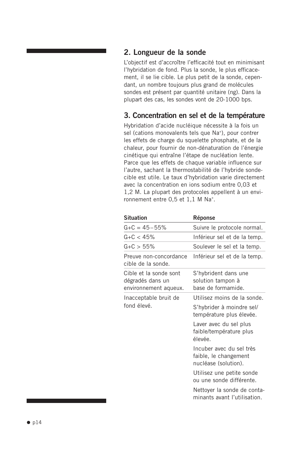 Longueur de la sonde, Concentration en sel et de la température | Hoefer HB1000 User Manual | Page 23 / 31