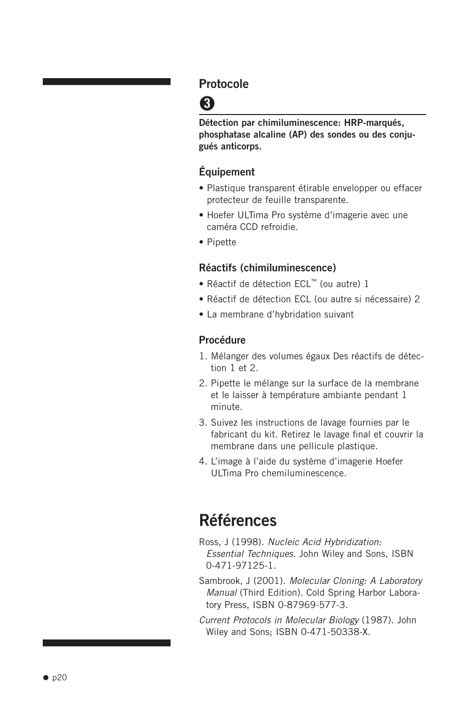 Références, Protocole | Hoefer HB1000 User Manual | Page 29 / 31