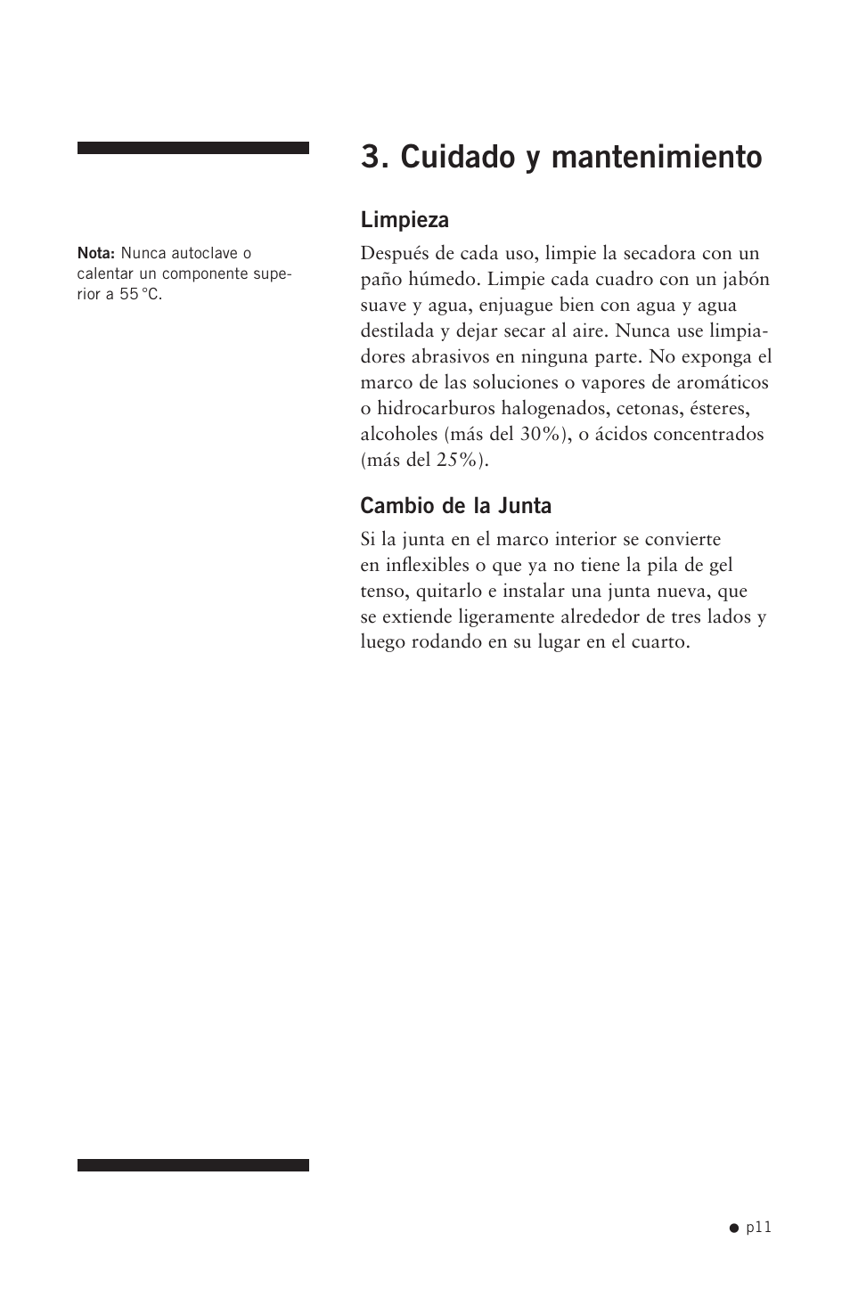 Cuidado y mantenimiento | Hoefer SE1200 User Manual | Page 20 / 27