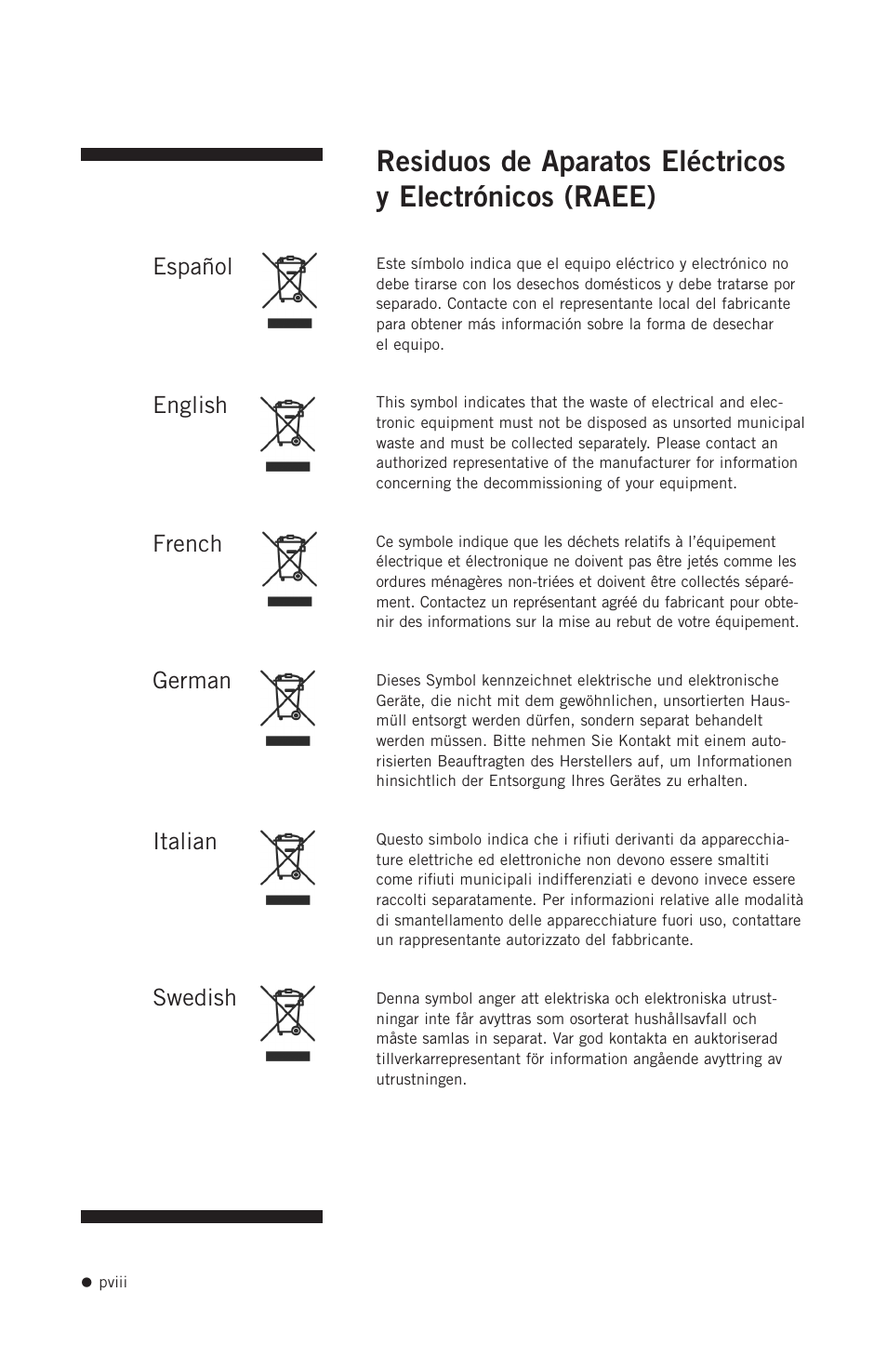 Español english french german italian swedish | Hoefer SE1200 User Manual | Page 9 / 27