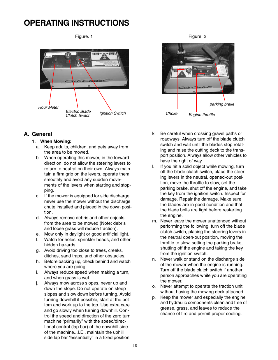 Operating instructions | Cub Cadet 20HP Z-Force 44 User Manual | Page 10 / 32