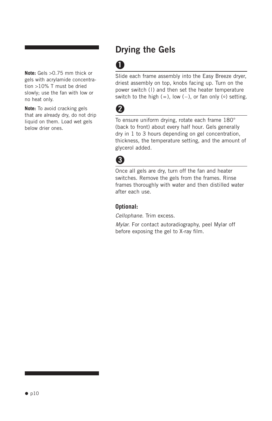 Drying the gels | Hoefer SE1200 User Manual | Page 19 / 27